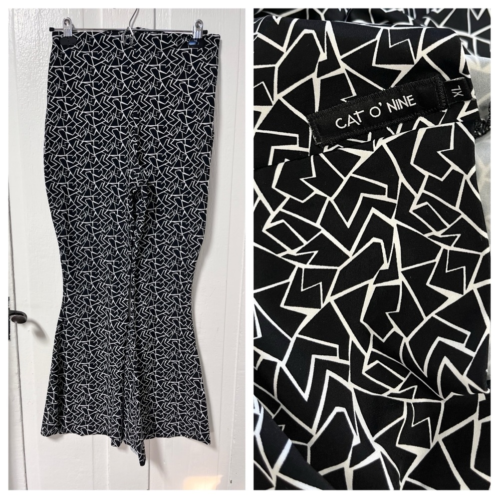 Cat O’ Nine performance smoothing High Waisted Abstract Custom Bell Bottoms XL